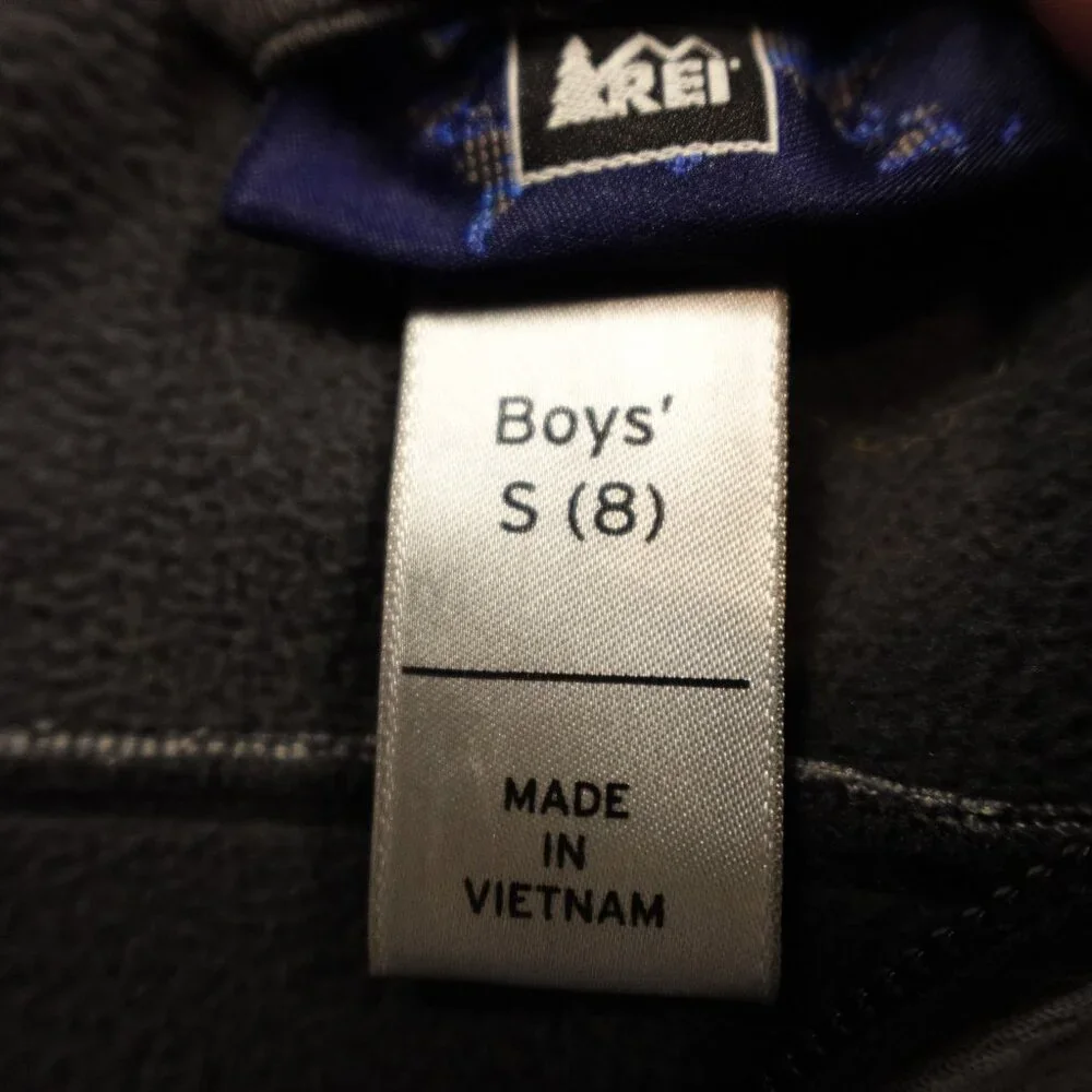 REI Fleece Jacket‎ Boys Small Gray Full Zip Outdoor Trail Layer